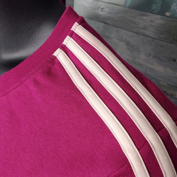 Adidas Three Stripe Purple Pink Crew Neck Sweater - Picture 4 of 9